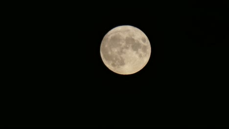 Vollmondkrater,-Leuchtende-Oberfläche,-Nahaufnahme,-Die-über-Den-Dunklen-Himmel-Geht