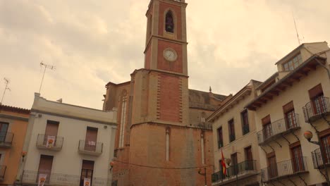 tilt shot at plaza mayor - main square in sagunto in spain