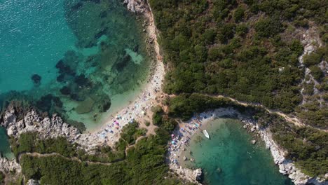 aerial view of porto timoni beach in the island of corfu, greece