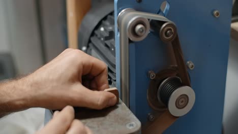 woodworking with a belt sander