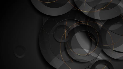 donkere geometrische achtergrond met abstracte gouden en zwarte cirkels