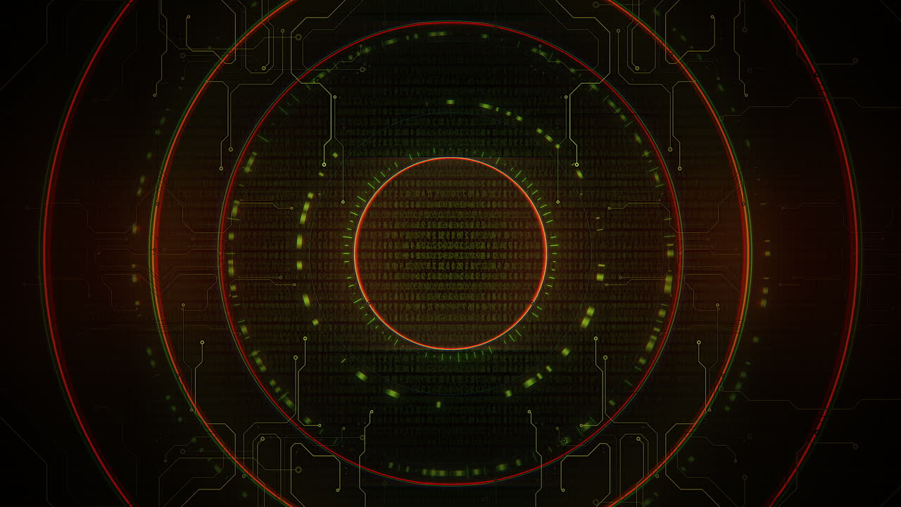 Cyberpunk background with spiral computer circles
