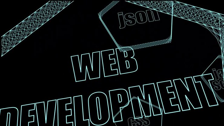 Web development concept animation, icons for programming languages used for web development connected with lines