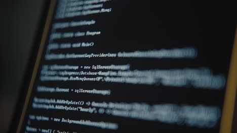close-up of code on a computer screen