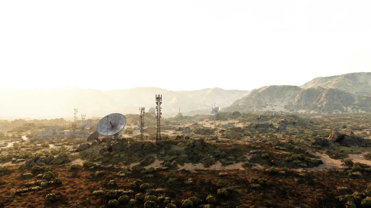 황폐한 풍경 속의 버려진 위성 스테이션