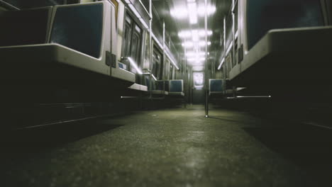 empty subway train interior during quiet moments in the city