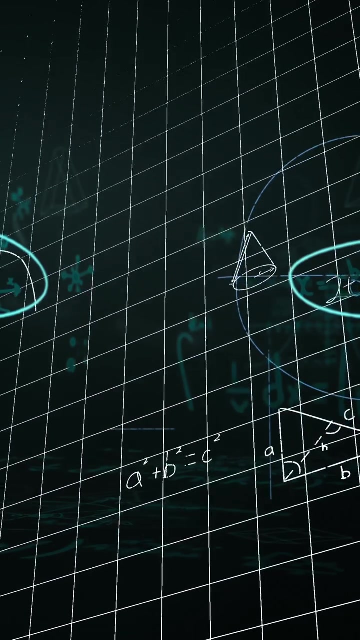 Mathematical equations and diagrams against black background