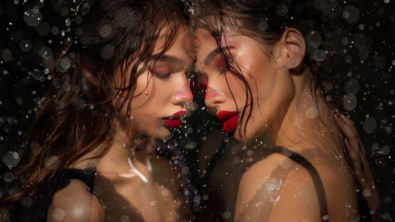 두 명의 아름다운 여성들이 함께 포즈를 취하고 있습니다.