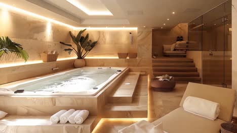 luxurious home spa with hot tub