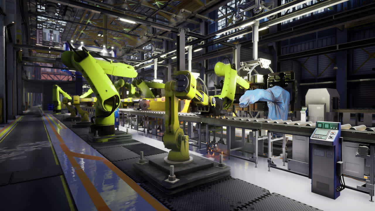 Advanced robotic assembly line in a modern manufacturing facility