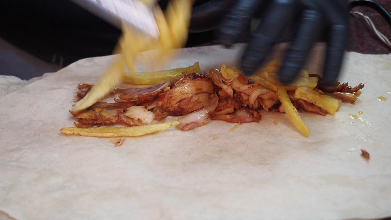 Preparing Chicken Shawarma with Fries