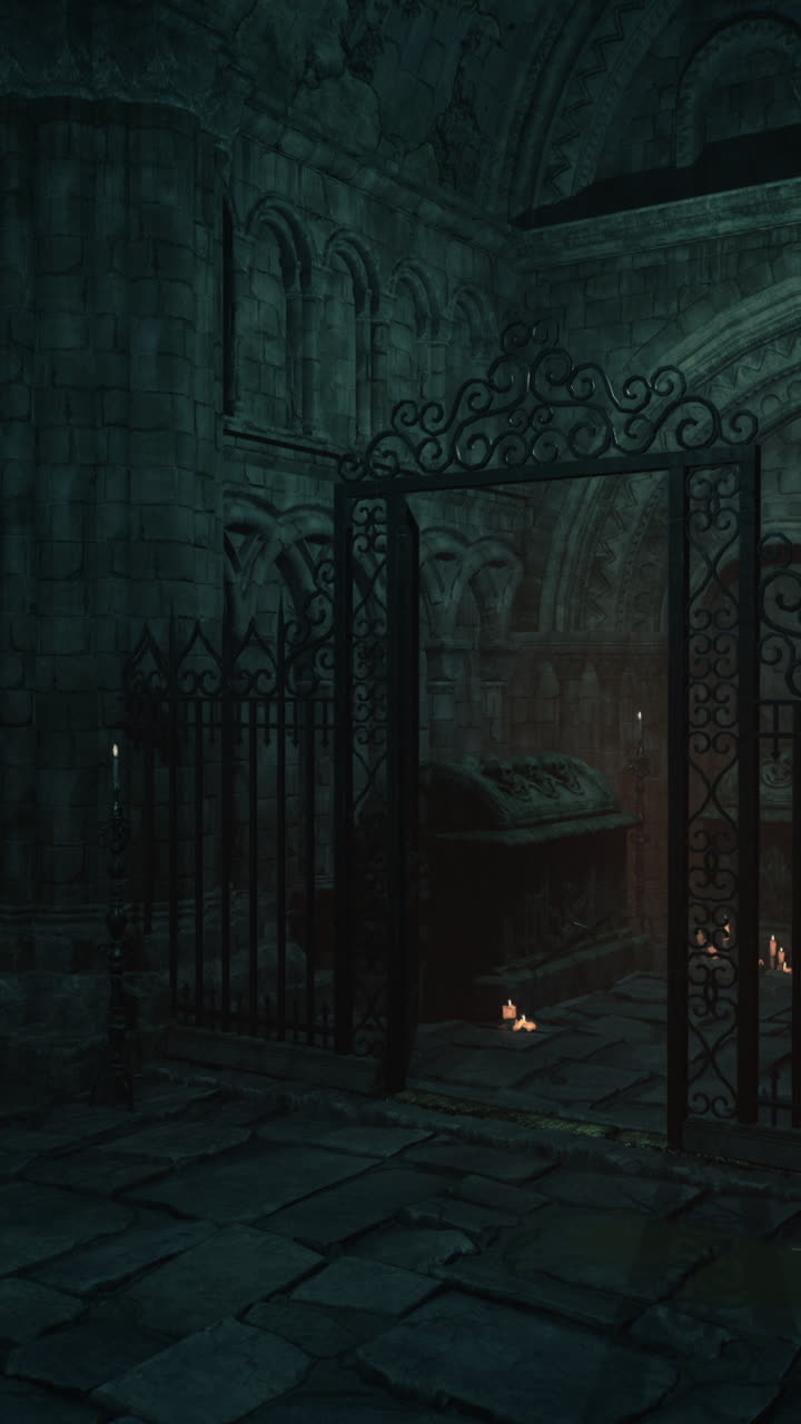 el interior oscuro y misterioso de la cripta