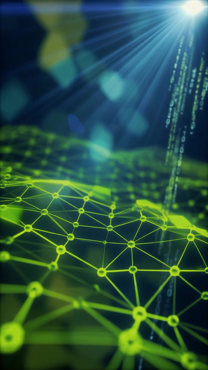 Abstract Digital Network Grid with Falling Binary Code