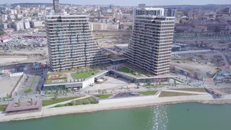 Incredible-establishing-4k-aerial-shot-of-Belgrade-Waterfront-and-Sava-river