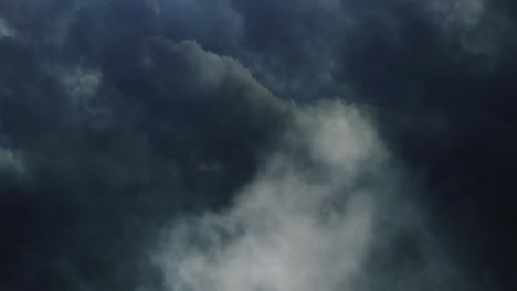 4k thunderstorm, flying through dark cumulonimbus clouds in moving sky
