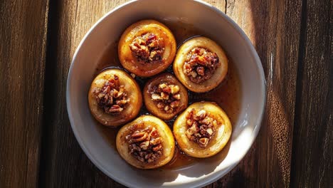 manzanas al horno con nueces y caramelo