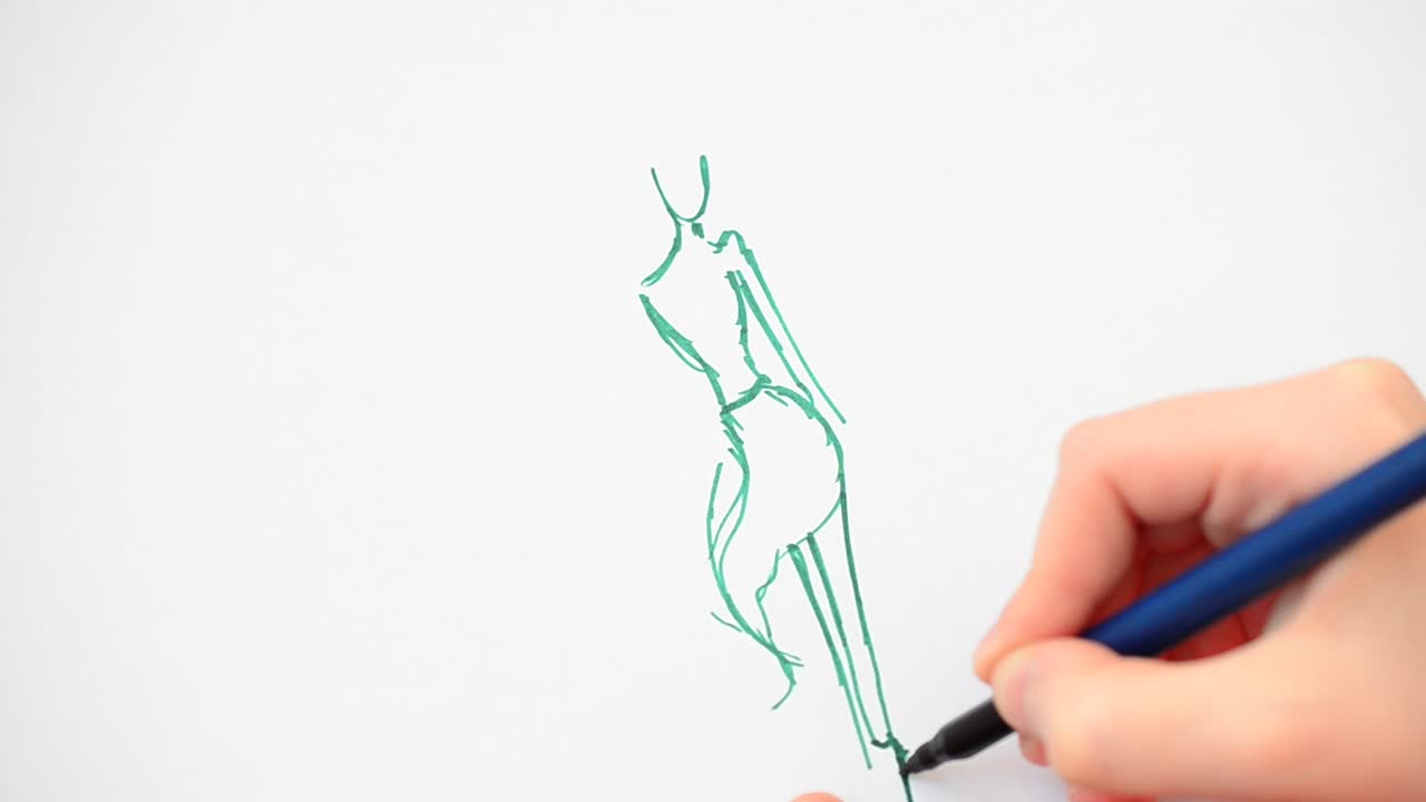 Silhouette di una donna. Disegno su carta.