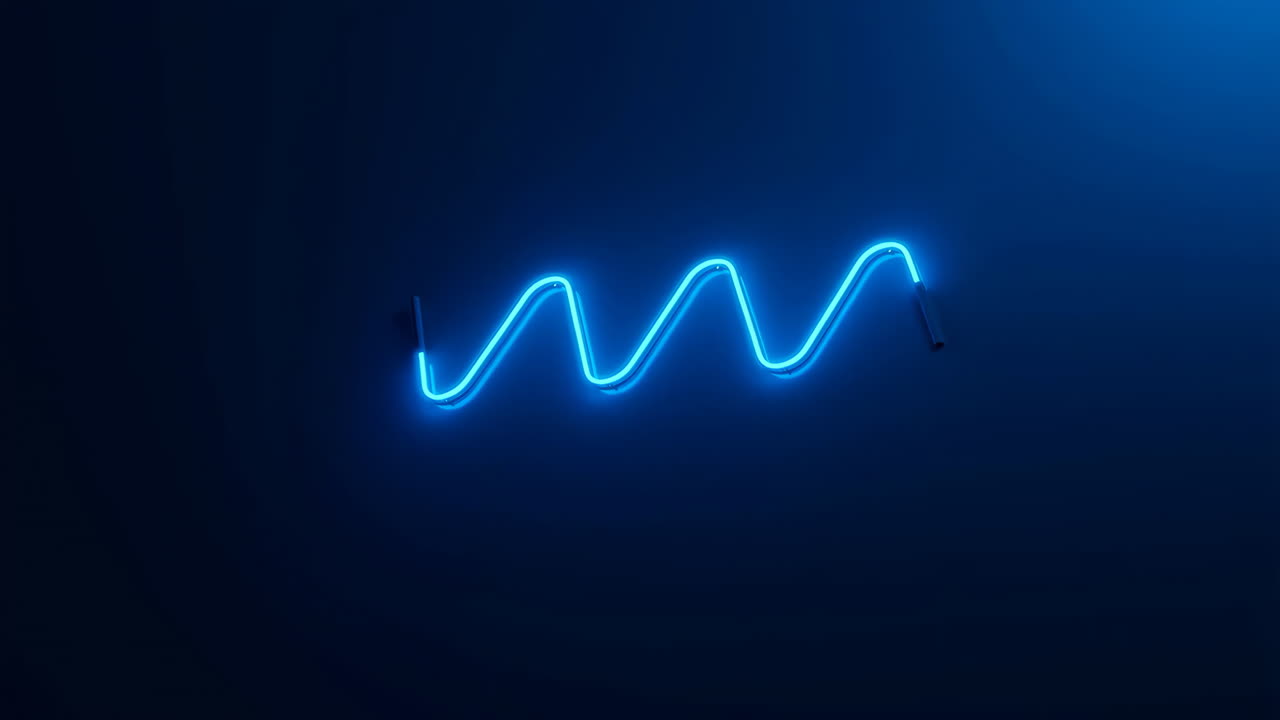 Abstract Blue Wavy Neon Light