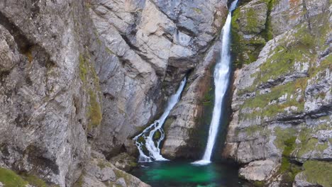 stunning waterfall savica, part of triglav national park near bohinj, slovenia