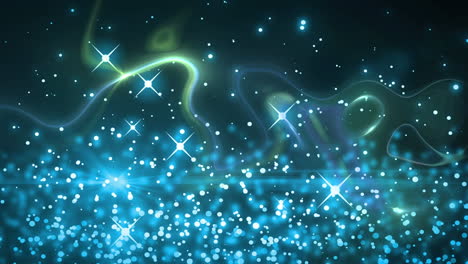 blue sparkles and glowing spots moving against abstract moving background