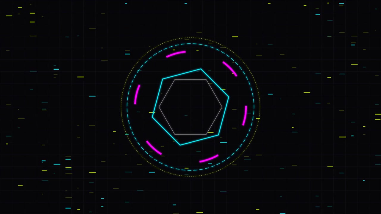 Abstract Digital Hexagon Interface with Glitch Effects