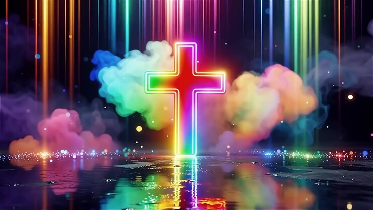 Christian Cross Heavenly Light Worship Background