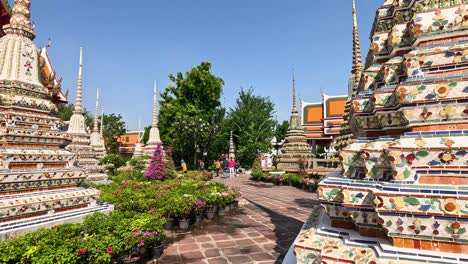 tourists admire pagodas and temple architecture