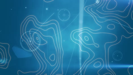 animación de la red de conexiones y procesamiento de datos sobre formas sobre fondo azul