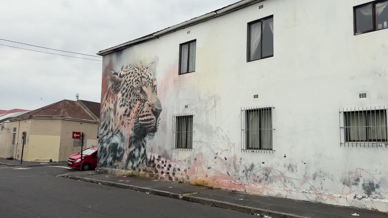Building with mural on the wall in Cape Town, South Africa