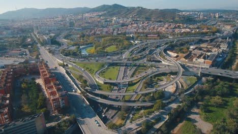 aerial view of day traffic in a big city.