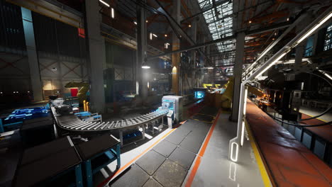 futuristic factory with robotics and assembly lines