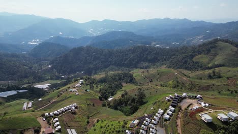 flyover steep hillside agriculture at mon jam near chiang mai thailand