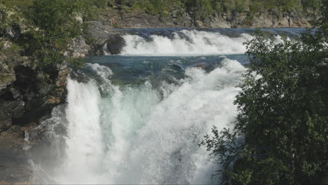 slowmotion of water rapids on the canyon of river gauste