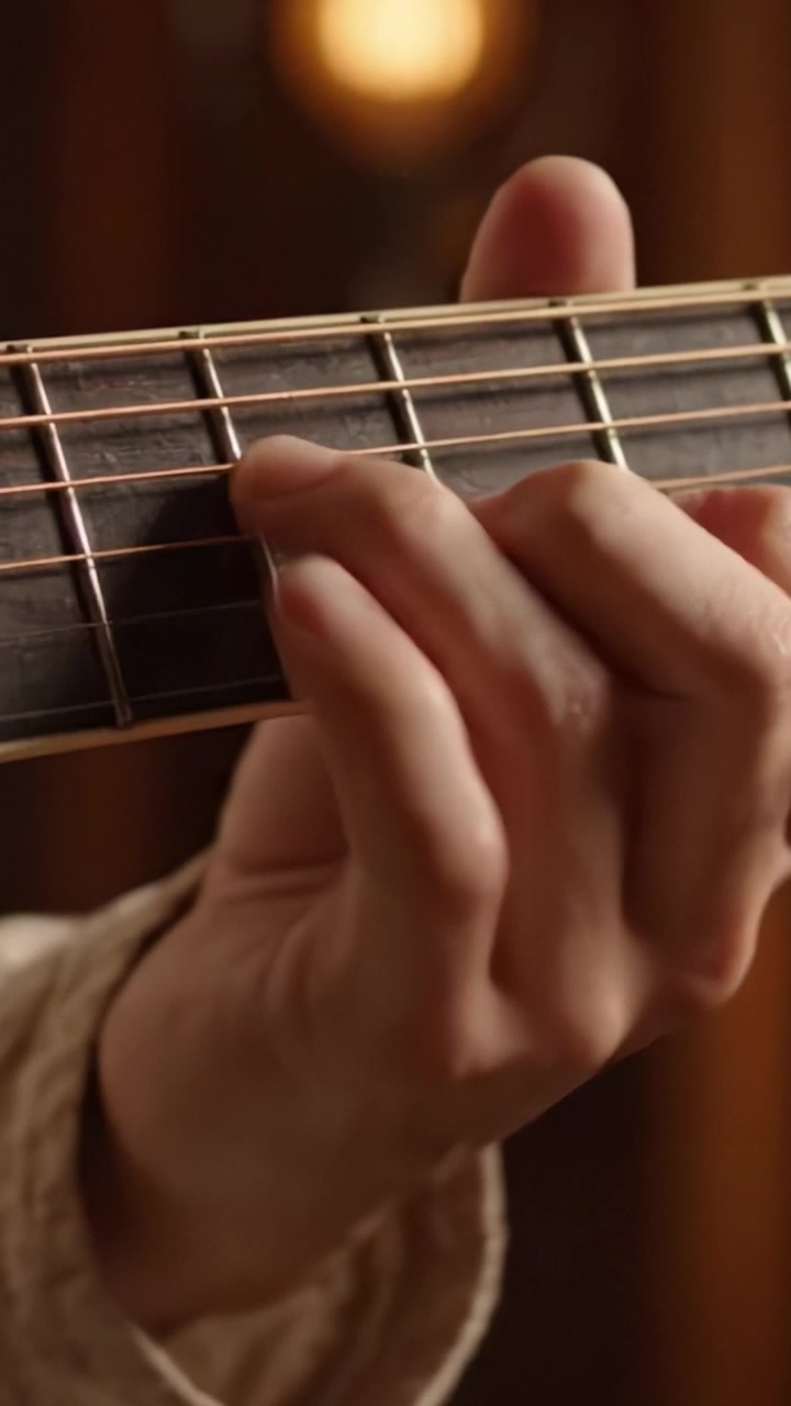 Un'Esplorazione Artistica delle Tecniche delle Dita sulla Chitarra: Primi Piani Accattivanti che Mostrano la Precisione e la Grazia dei Movimenti delle Mani nell'Espressione Musicale