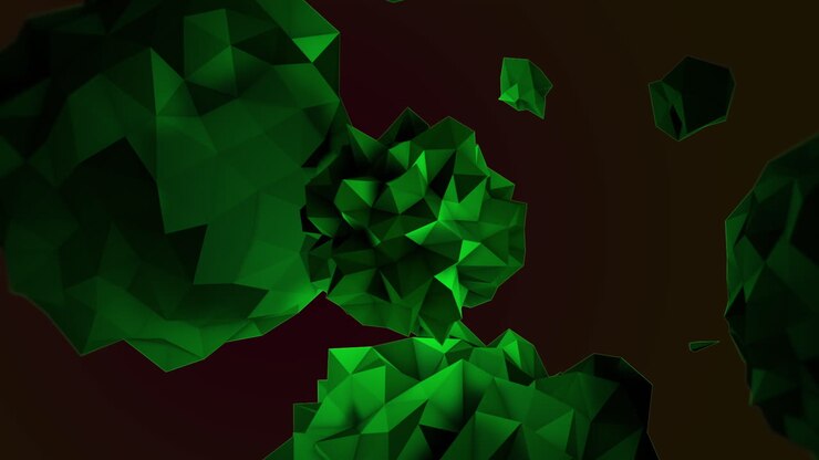 Sfera liquida futuristica con gradiente verde nello spazio oscuro