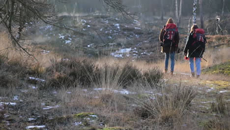 a young caucasian couple goes out backpacking