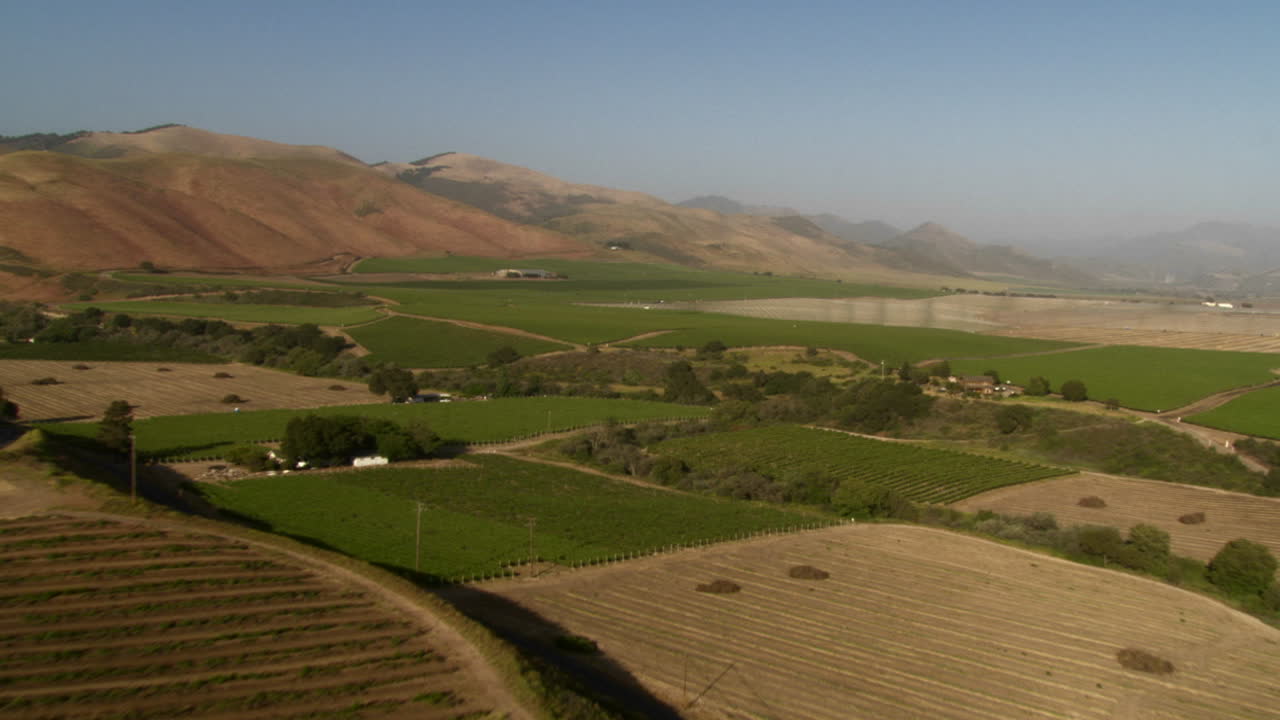 antena de helicóptero de un viñedo en el valle de santa maría, california