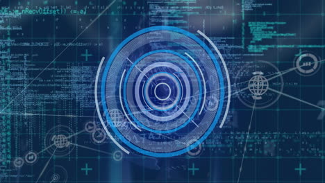 animación de escáner circular sobre redes de comunicación y procesamiento de datos