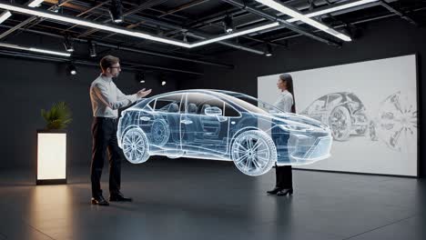 car design presentation in a modern design studio