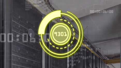 animation of scope scanning with numbers and data processing over computer servers