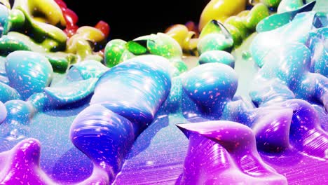 animación abstracta suave de color arco iris de gradiente líquido en 4k. superficie de pintura brillante brillante como fondo festivo en bucle abstracto. brilla en líquido viscoso con salpicaduras 3d en la superficie como gotas.