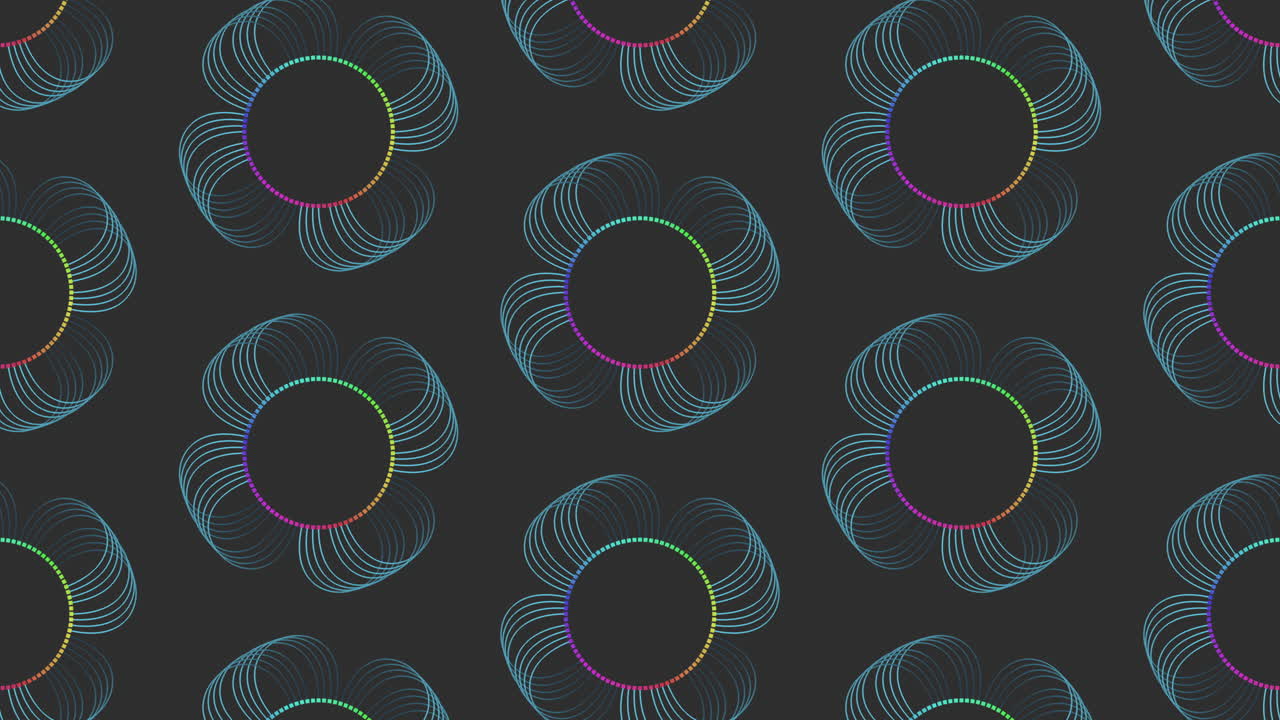 flores de arco iris digitales y futuristas en degradado negro