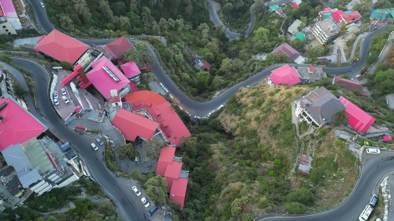 ghat roads in mussoorie top to bottom drone view in india