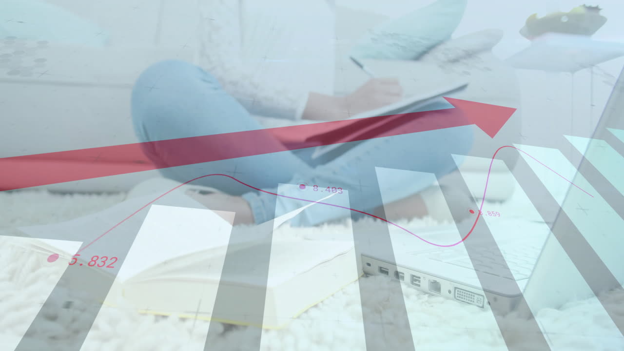 책과 노트북으로 공부하는 사람보다 금융 그래프 애니메이션이 증가하고 있습니다.