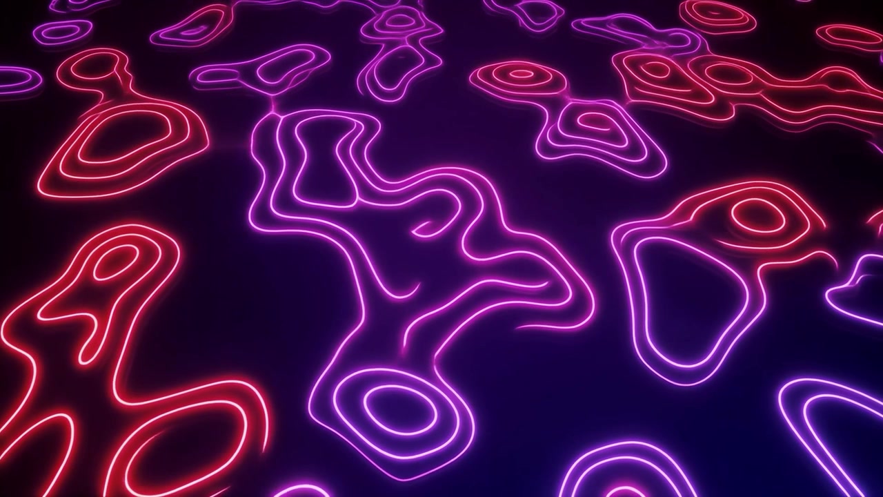 Futuristic Abstract Animation with Glowing Neon Lines and Organic Shapes