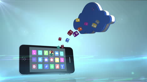 teléfono inteligente que se comunica con la nube