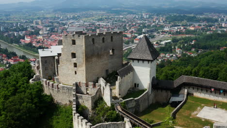 castle complex ruins with a view of the cityscape of celje in slovenia