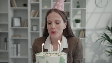 woman celebrating birthday in the office