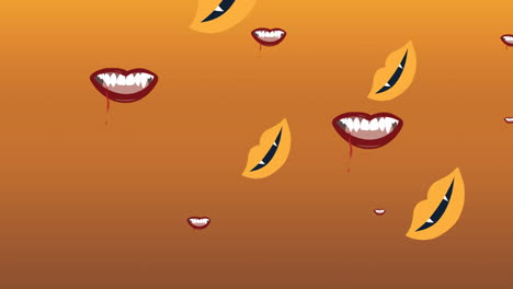 animación de la caída de las bocas de los vampiros sobre un fondo naranja
