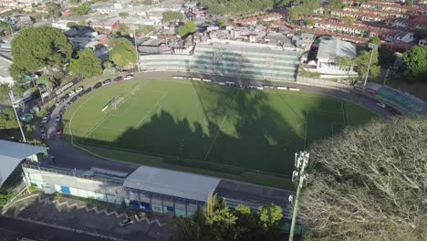 aerial view of las delicias stadium with artificial green turf in santa tecla, la libertad, el salvador